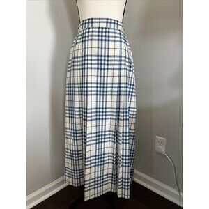 Vtg SKYR Pleated Plaid Maxi Skirt Size 10 Runs Very Small